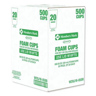 Dart Foam Cups, Hot and Cold, White (500 ct.; 20 oz.)