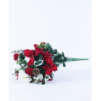 Primrue Floral Bouquet Pinecones Poinsettia Stem & Sprays Faux Silk in Red | 34 H x 18 W x 18 D in | Wayfair A5BEF9E2AC27417094B2A74CB112C5EB