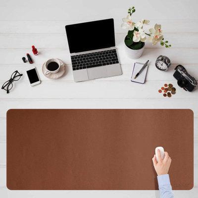 WORTHSPARK Leather Desk Pad Protector Super Large Desk Blotter Pad - Waterproof Writing Desk Accessories - Extended Non-Slip Rectangular in Brown