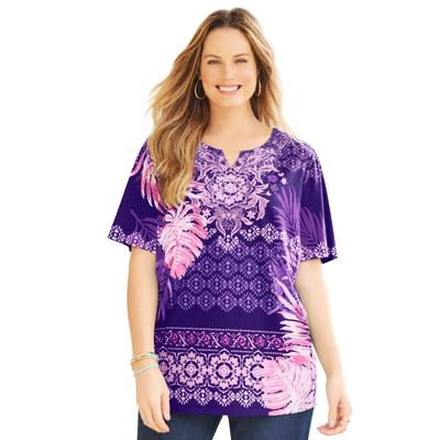 Plus Size Women's Ethereal Tee by Catherines in Deep Grape Tropical (Size 4X)