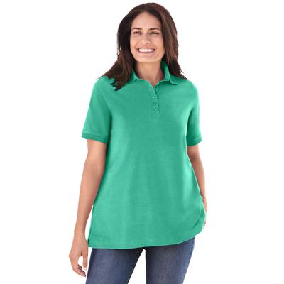 Plus Size Women's Perfect Short-Sleeve Polo Shirt by Woman Within in Pretty Jade (Size 6X)