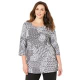 Plus Size Women's Suprema® Feather Together Tee by Catherines in Black Grey Feather (Size 3XWP)