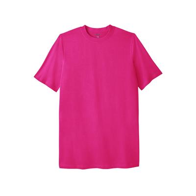 Men's Big & Tall Lightweight Longer-Length Crewneck T-Shirt by KingSize in Electric Pink (Size 6XL)