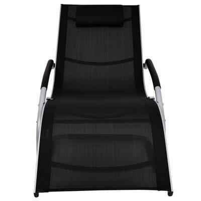 Orren Ellis Patio Lounge Chair Outdoor Chaise Lounge Chair Deckchair PVC-coated polyester Metal in Black | 34.6 H x 59.8 W x 24.4 D in | Wayfair