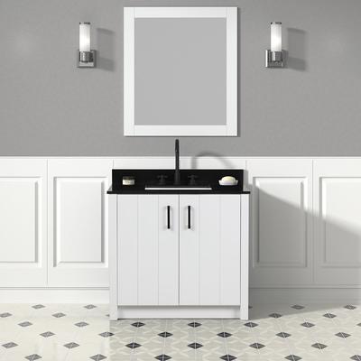 Randolph Morris Cora 36 Inch Solid Oak Bathroom Vanity with Rectangular Undermount Sink - White RMAST-36WH-SQB