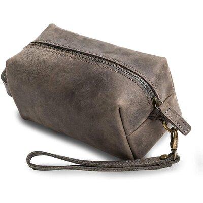 goodhong Leather Toiletry Bag For Men - Mens Dopp Kit For Traveling - Heavy Duty Full Grain Cow Hide Shaving Kits in Gray | Wayfair
