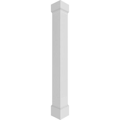 Ekena Millwork Craftsman Classic Square Non-Tapered Fluted PVC Column Kit, Mission Capital & Mission Base, Size 108.0 H x 8.0 W x 8.0 D in | Wayfair