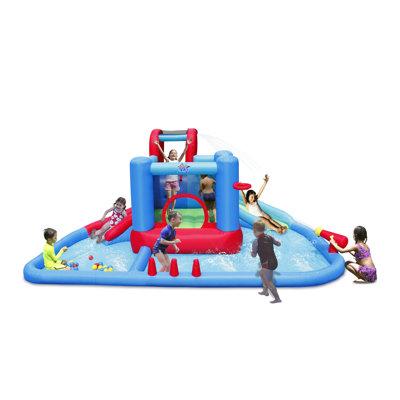 Action Air 13' x 15.6' Inflatable Water Slide w/ Air Blower in Blue/Green/Red | 83 H x 156 W x 187 D in | Wayfair 9456