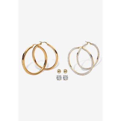 Plus Size Women's Yellow Gold Ion Plated Stainless & Goldtone Earrings (4 Cttw) (56Mm,60Mm) by SETA in Gold