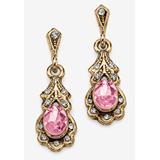 Women's Gold Tone Antiqued Oval Cut Simulated Birthstone Vintage Style Drop Earrings by PalmBeach Jewelry in June
