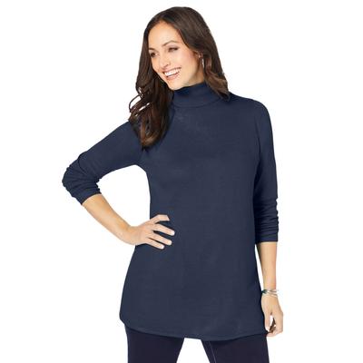 Plus Size Women's Cotton Cashmere Turtleneck by Jessica London in Navy (Size 42/44) Sweater