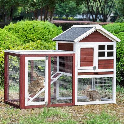 Tucker Murphy Pet™ Wooden Pet House Rabbit Bunny Wood Hutch House Dog House Chicken Coops Chicken Cages Rabbit Cage | Wayfair