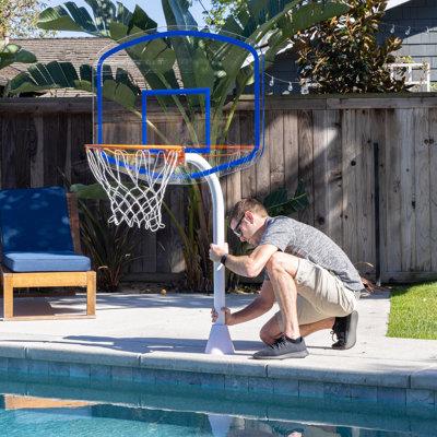 Gosports Deck-Mounted Splash Hoop Inground Pool Basketball Game w/ Regulation Rim Metal in Blue | 48 H x 44 W x 33 D in | Wayfair