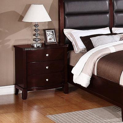 Red Barrel Studio® Finish 3-drawers Nightstand Bedroom Furniture 1pc Nightstand Mdf Birch Veneer Wood in Brown | 28 H x 20 W x 26 D in | Wayfair