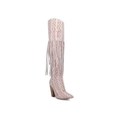 Women's Kitty Kat Knee High Fringe Boot by Dingo in Red (Size 11 M)