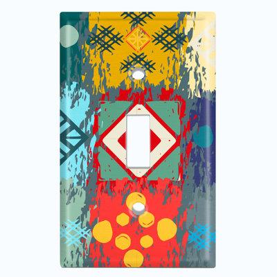 WorldAcc Ethnic Aztec Tribal Symbol 1-Gang Toggle Light Switch Wall Plate in Blue/Gray/Red | 4.5 H x 2.75 W x 0.15 D in | Wayfair F-T1-SFR049