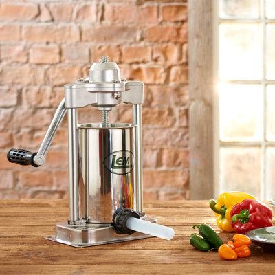 LEM Products Mighty Bite Brushed Nickel Silver 1 Speed 5 Lb Sausage Stuffer in Gray | 8.45 H x 10.6 W x 17.05 D in | Wayfair 1606