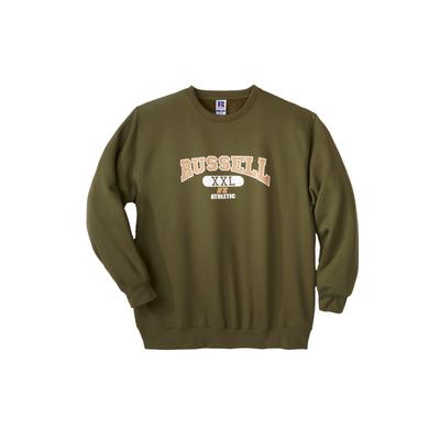 Men's Big & Tall Russell® Crew Sweatshirt by Russell Athletic in Olive Green (Size 3XL)