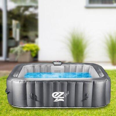 SereneLife 6-Seat Inflatable Pool Spa w  Light - Portable Hot Tub Spa w  Remote Control Vinyl PVC in Gray | 72.83 H x 72.83 W x 25.59 D in | Wayfair