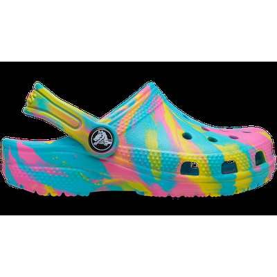 Crocs Digital Aqua / Multi Toddler Classic Marbled Clog Shoes