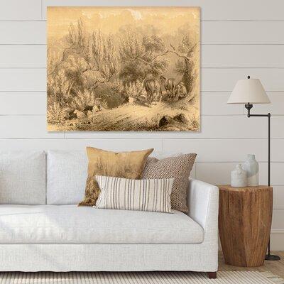 East Urban Home Vintage Cowboys in the West - Painting on Canvas Metal in Gray/Green | 16 H x 32 W x 1 D in | Wayfair