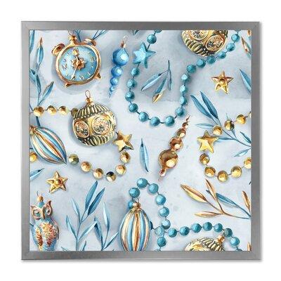 East Urban Home And Gold Christmas Tree Ornaments - Modern Canvas Wall Art Print Canvas in Blue | 30 H x 30 W x 1 D in | Wayfair