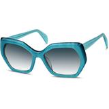 Zenni Women's Oversized Geometric Rx Sunglasses Blue Tortoiseshell Plastic Full Rim Frame