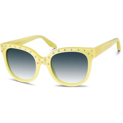 Zenni Women's Square Rx Sunglasses Yellow Plastic Full Rim Frame