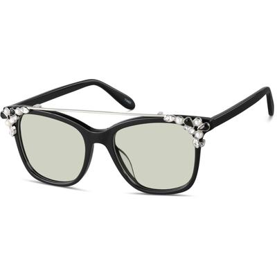 Zenni Women's Square Rx Sunglasses Black Tortoiseshell Plastic Full Rim Frame