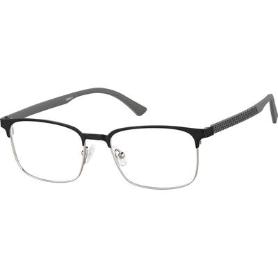 Zenni Men's Browline Prescription Glasses Silver Carbon Fiber Full Rim Frame