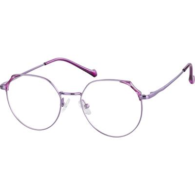 Zenni Women's Round Prescription Glasses Purple Metal Full Rim Frame