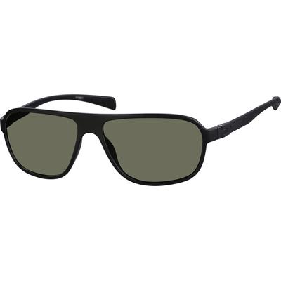 Zenni Men's Experimental Rectangle Rx Sunglasses Black Plastic Full Rim Frame