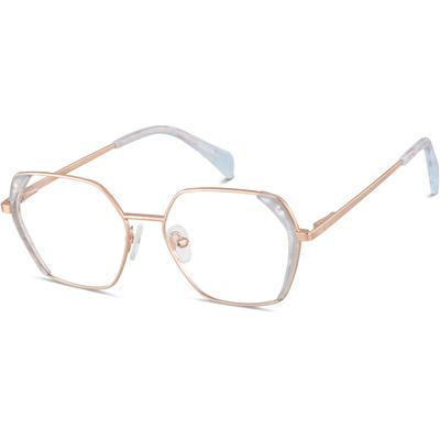 Zenni Women's Geometric Prescription Glasses Opal Stainless Steel Full Rim Frame