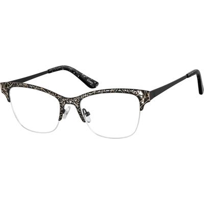 Zenni Women's Artsy Cat-Eye Prescription Glasses Black Stainless Steel Frame