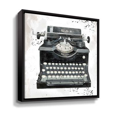 Williston Forge Graffiti Typewriter Gallery Wrapped Floater-Framed Canvas Canvas, Linen in Black/White | 10 H x 10 W x 2 D in | Wayfair
