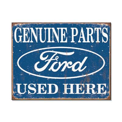 Desperate Enterprises Ford Parts Used Here Metal Sign Metal in Blue/White | 12.5 H x 16 W x 0.03 D in | Wayfair 1422