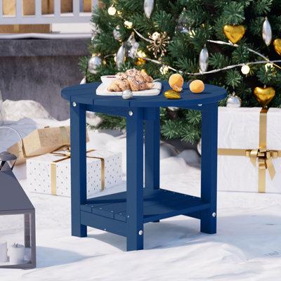 HERACLES Patio Outdoor Round Adirondack Plastic/Resin Side Table Weather Resistant End Table in Blue | 19 H x 18 W x 3 D in | Wayfair 1317YEFU