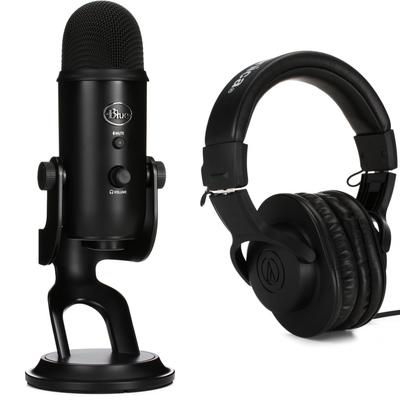 Blue Microphones Yeti Multi-pattern USB Condenser Microphone with M20x Headphones - Blackout