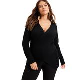 Plus Size Women's Crossover Sweater by June+Vie in Black (Size 26/28)