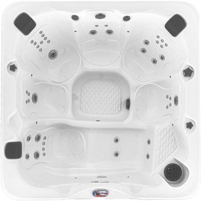 American Spas 6-Person 45-Jet Acrylic Square Hot Tub w/ Ozonator & Built-In Speaker in Smoke Acrylic in Gray/White | 36 H x 84 W x 84 D in | Wayfair