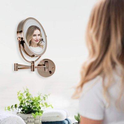 Ovente Wall Mounted Vanity Makeup Mirror 8.5 Inch w/ 7X Magnification & Natural LED Lights | 12.6 H x 16.5 W x 8.5 D in | Wayfair MPWD3185AB1X7X