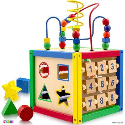 Play22USA Wooden Activity Cube | 13 H x 7.8 W x 7.8 D in | Wayfair 6013wf