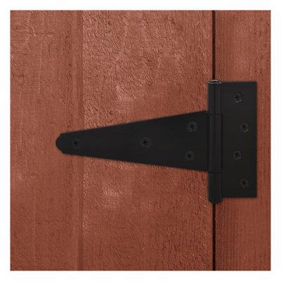 Nuk3y T Strap Hinge Barn Shed Gate Cabinet Door Iron Rustproof, Black, 6" | 4.5 H x 7.5 W x 0.098 D in | Wayfair H6T-00BKx6