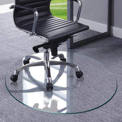 Fab Glass and Mirror Round Tempered Glass Chair Mat For Hardwood Floor or Carpet, Flat Edge 1/4
