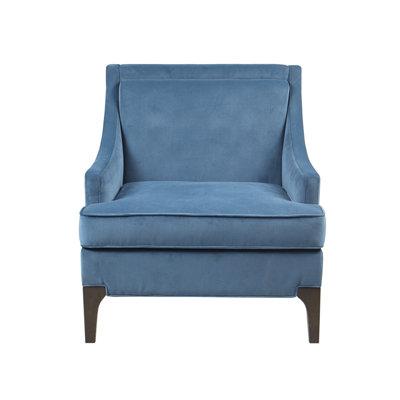 Armchair - Anna Martha Stewart Anna Armchair w/ Lumbar Pillow Velvet/Fabric in Blue | 32.5 H x 30.75 W x 32.25 D in | Wayfair MT100-0155