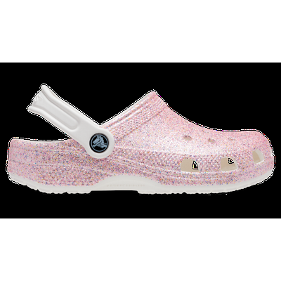 Crocs White/Rainbow Kids' Classic Glitter Clog Shoes