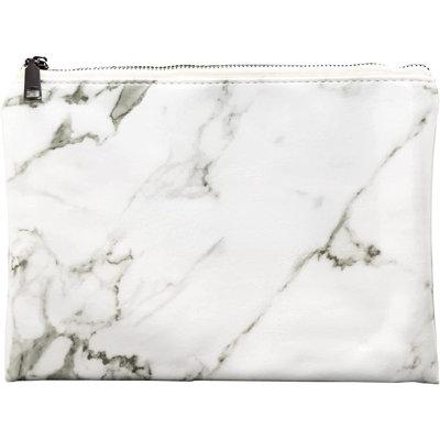 Orren Ellis Georg Beauty Cosmetic Pouch Bag Zippered Travel Makeup Bag, Leather in White | 5.22 H x 7.43 W x 0.2 D in | Wayfair