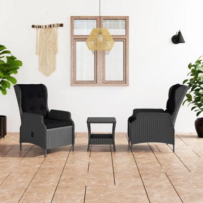 Red Barrel Studio® Patio Furniture Set 3 Piece Outdoor Sofa Chair w/ Table Poly Rattan Synthetic Wicker/All - Weather Wicker/Wicker/Rattan | Wayfair