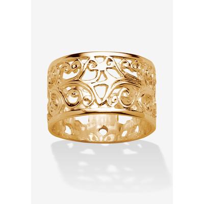 Women's Yellow Gold-Plated Sterling Silver Scroll Design Band Ring (11Mm) Jewelry by PalmBeach Jewelry in Gold (Size 5)