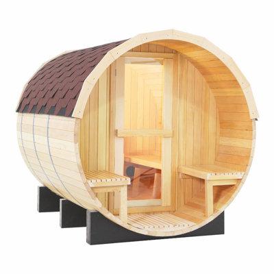 Direct Wicker 6 - Person Outdoor Traditional Steam Sauna in Hemlock, Wood in Brown | 76.7 H x 70.88 W x 94.52 D in | Wayfair DWF-HL-BRLP-240GP